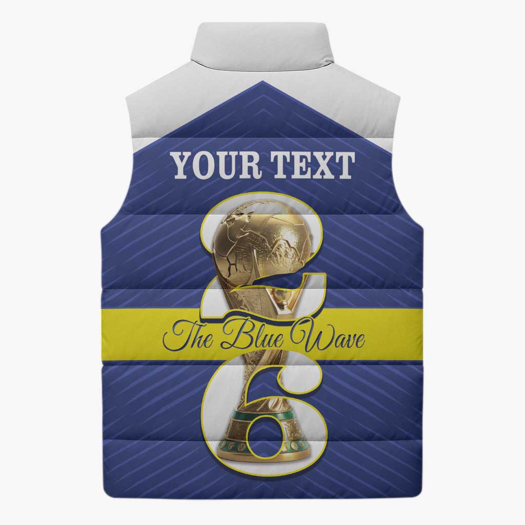 Personalized Curacao Football Sleeveless Puffer Jacket 2026 The Blue Wave is Rising - Wonder Print Shop