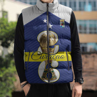 Personalized Curacao Football Sleeveless Puffer Jacket 2026 The Blue Wave is Rising - Wonder Print Shop