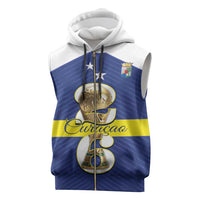 Personalized Curacao Football Sleeveless Zip Hoodie 2026 The Blue Wave is Rising - Wonder Print Shop