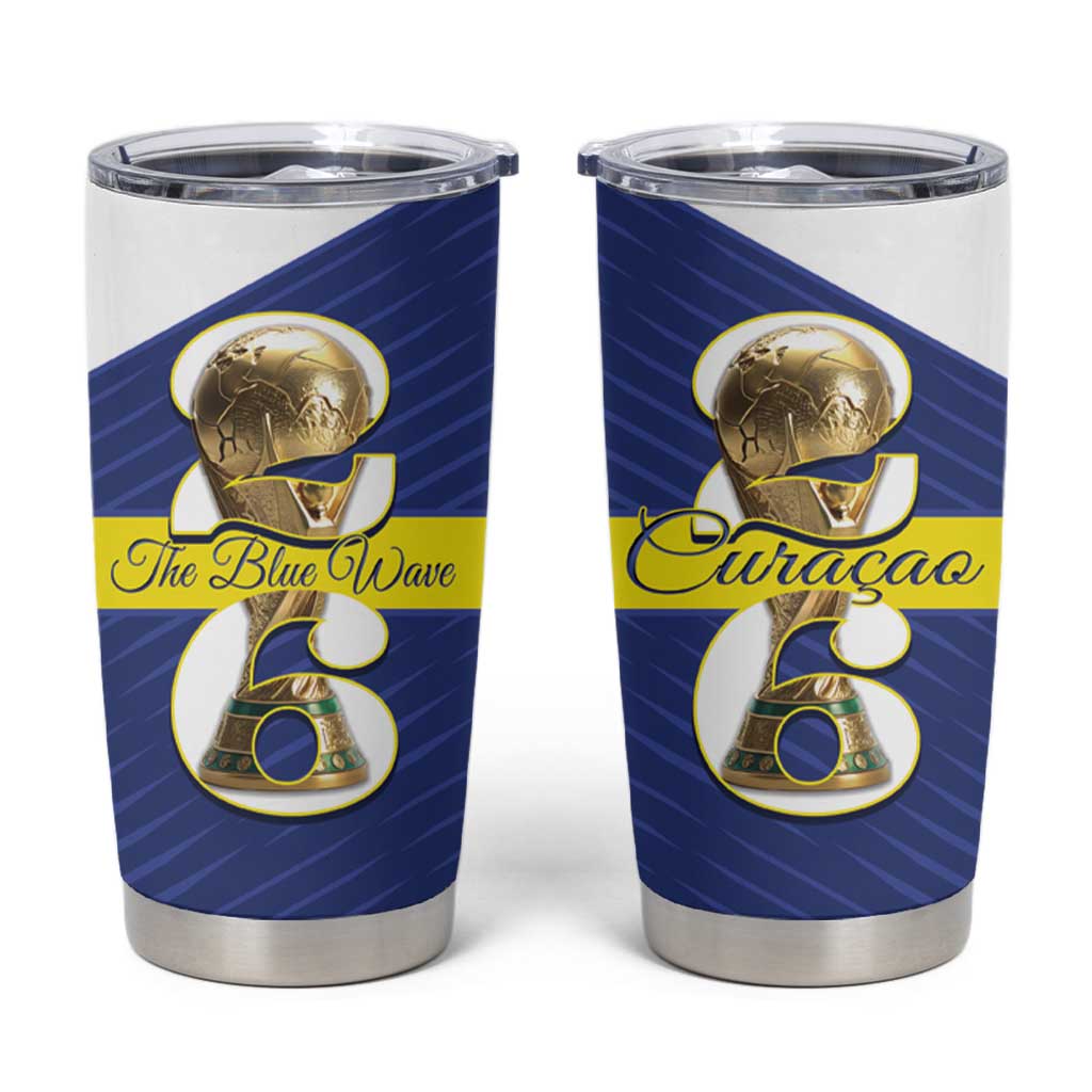 Personalized Curacao Football Tumbler Cup 2026 The Blue Wave is Rising - Wonder Print Shop