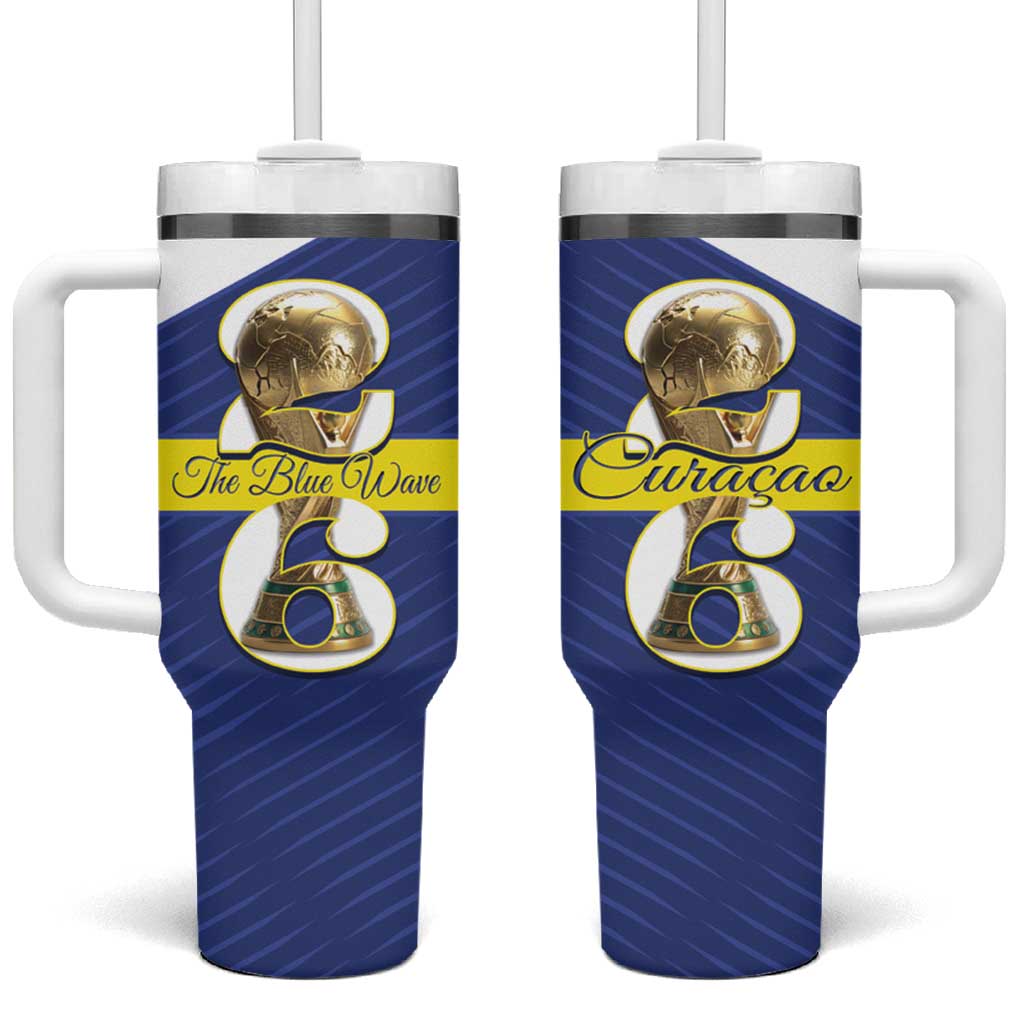Personalized Curacao Football Tumbler With Handle 2026 The Blue Wave is Rising - Wonder Print Shop
