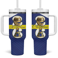 Personalized Curacao Football Tumbler With Handle 2026 The Blue Wave is Rising - Wonder Print Shop
