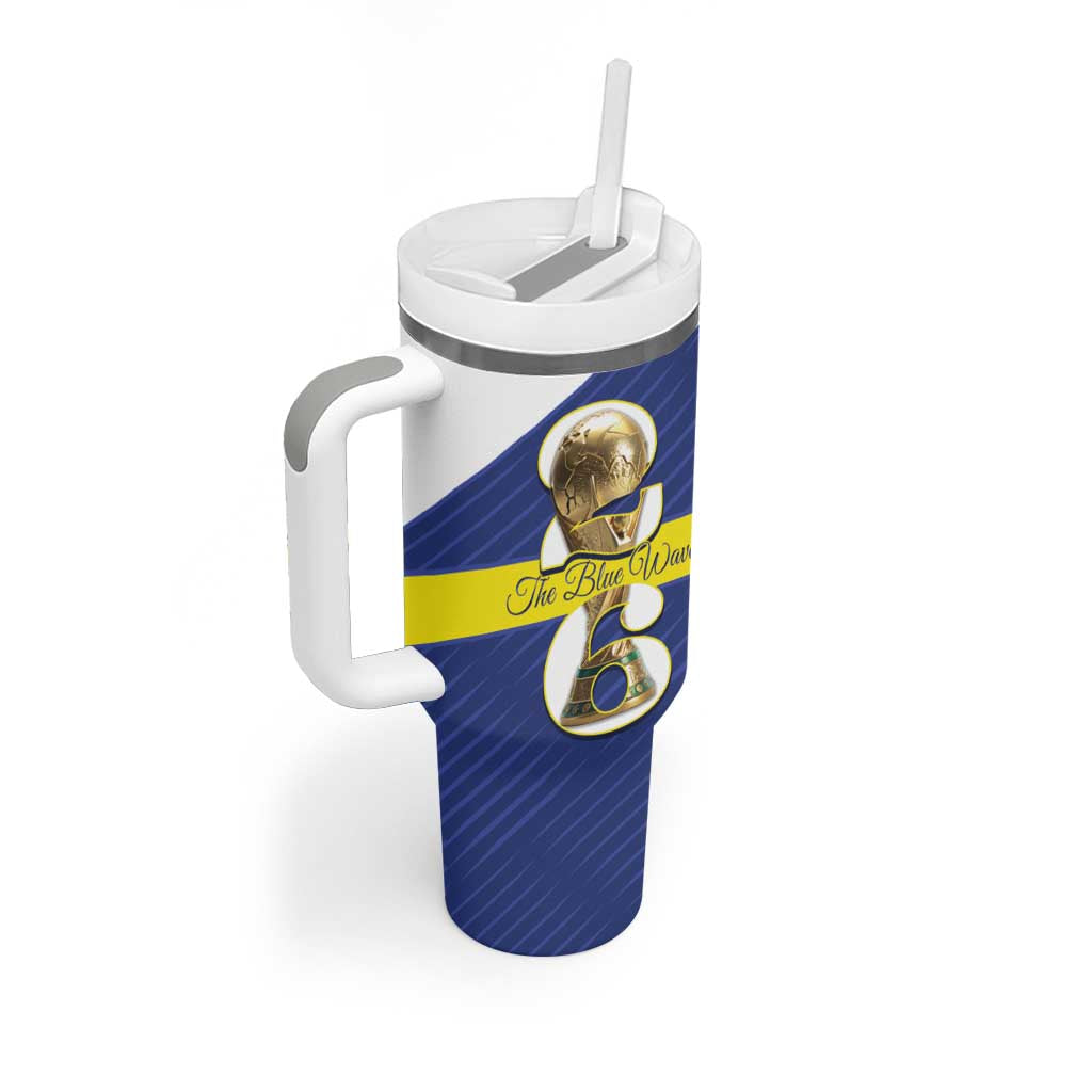 Personalized Curacao Football Tumbler With Handle 2026 The Blue Wave is Rising - Wonder Print Shop