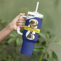 Personalized Curacao Football Tumbler With Handle 2026 The Blue Wave is Rising - Wonder Print Shop