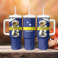 Personalized Curacao Football Tumbler With Handle 2026 The Blue Wave is Rising - Wonder Print Shop