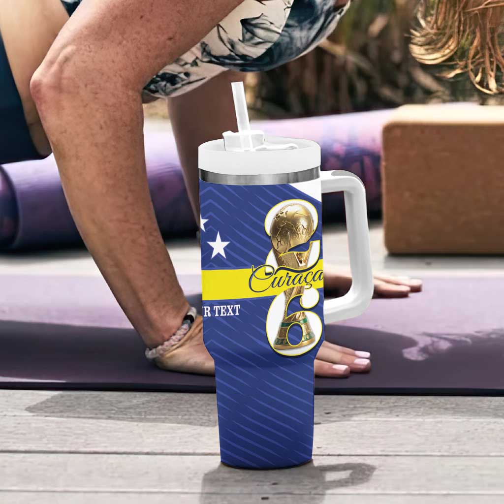 Personalized Curacao Football Tumbler With Handle 2026 The Blue Wave is Rising - Wonder Print Shop