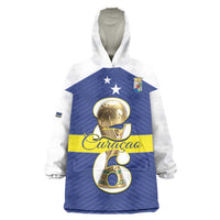 Personalized Curacao Football Wearable Blanket Hoodie 2026 The Blue Wave is Rising - Wonder Print Shop