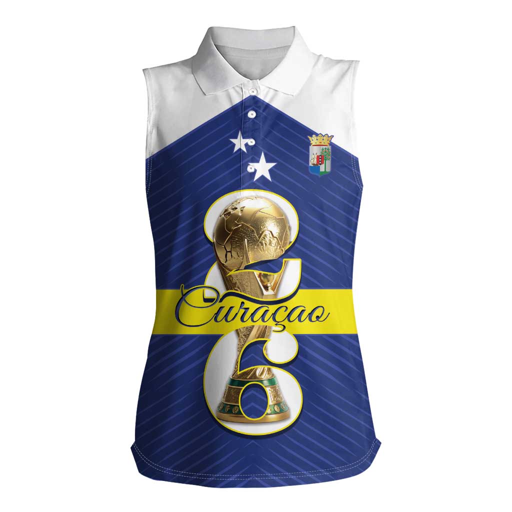 Personalized Curacao Football Women Sleeveless Polo Shirt 2026 The Blue Wave is Rising - Wonder Print Shop