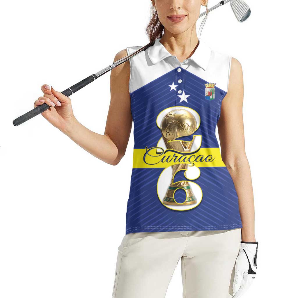 Personalized Curacao Football Women Sleeveless Polo Shirt 2026 The Blue Wave is Rising - Wonder Print Shop