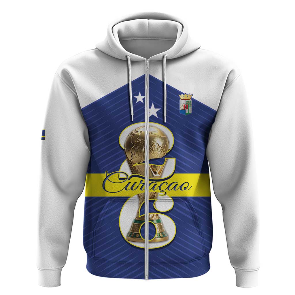 Personalized Curacao Football Zip Hoodie 2026 The Blue Wave is Rising - Wonder Print Shop