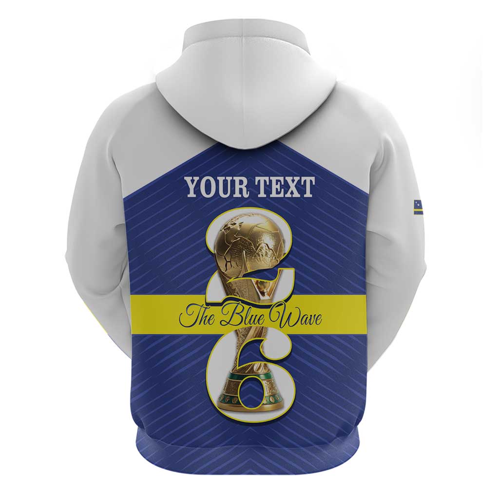 Personalized Curacao Football Zip Hoodie 2026 The Blue Wave is Rising - Wonder Print Shop