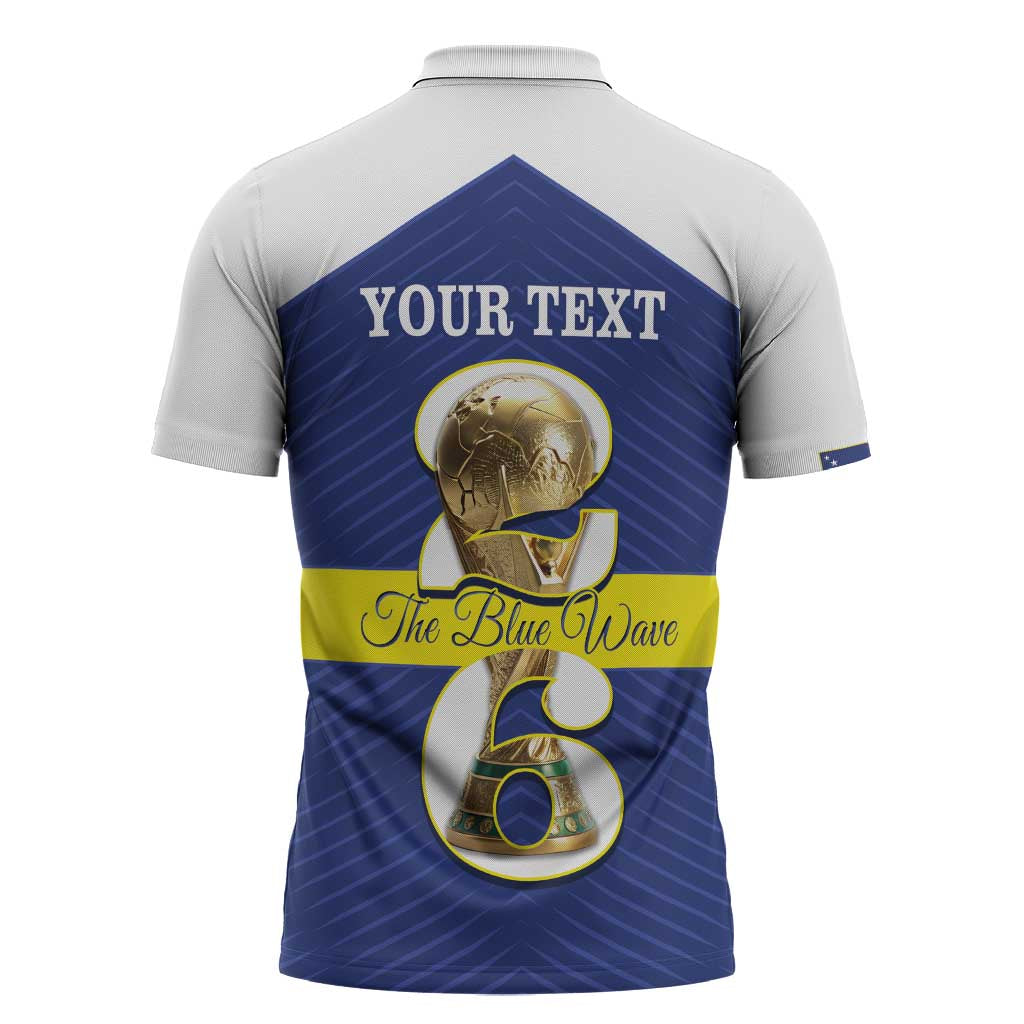 Personalized Curacao Football Zipper Polo Shirt 2026 The Blue Wave is Rising - Wonder Print Shop