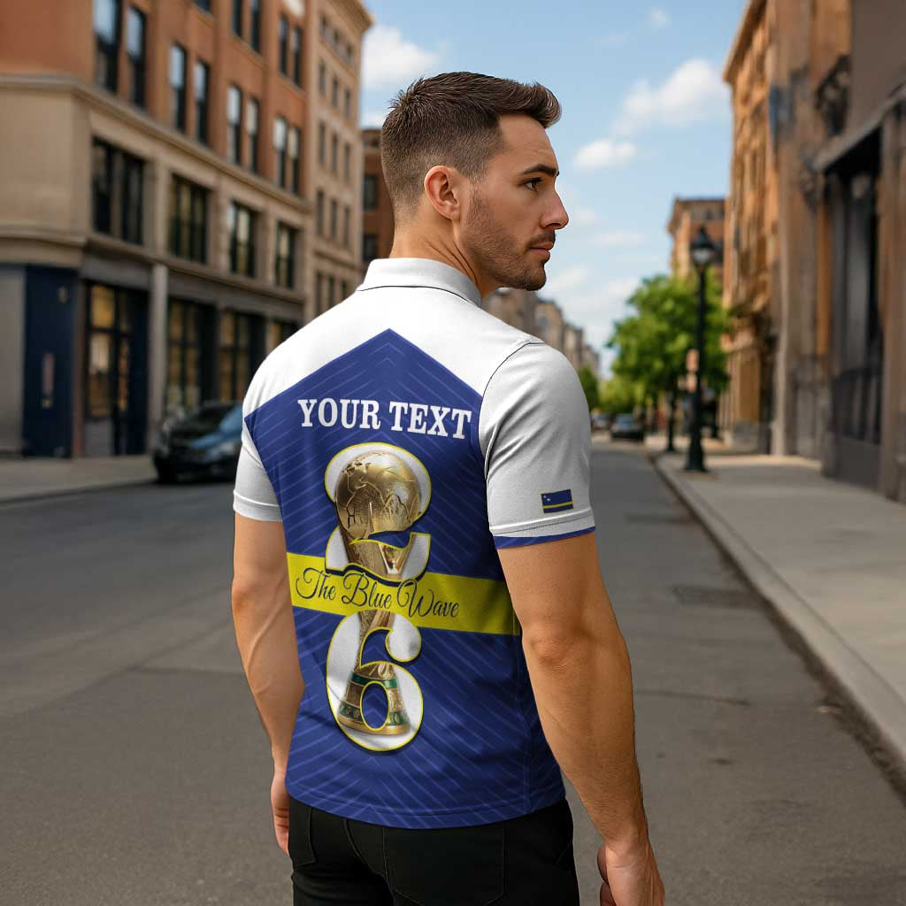 Personalized Curacao Football Zipper Polo Shirt 2026 The Blue Wave is Rising - Wonder Print Shop