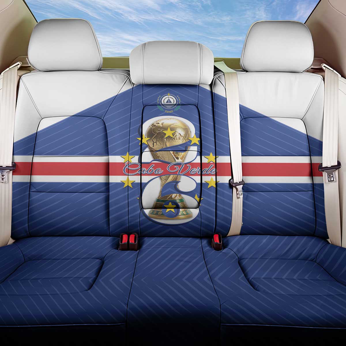Cape Verde Football Back Car Seat Cover 2026 Tubaroes Azuis First-ever World Cup - Wonder Print Shop