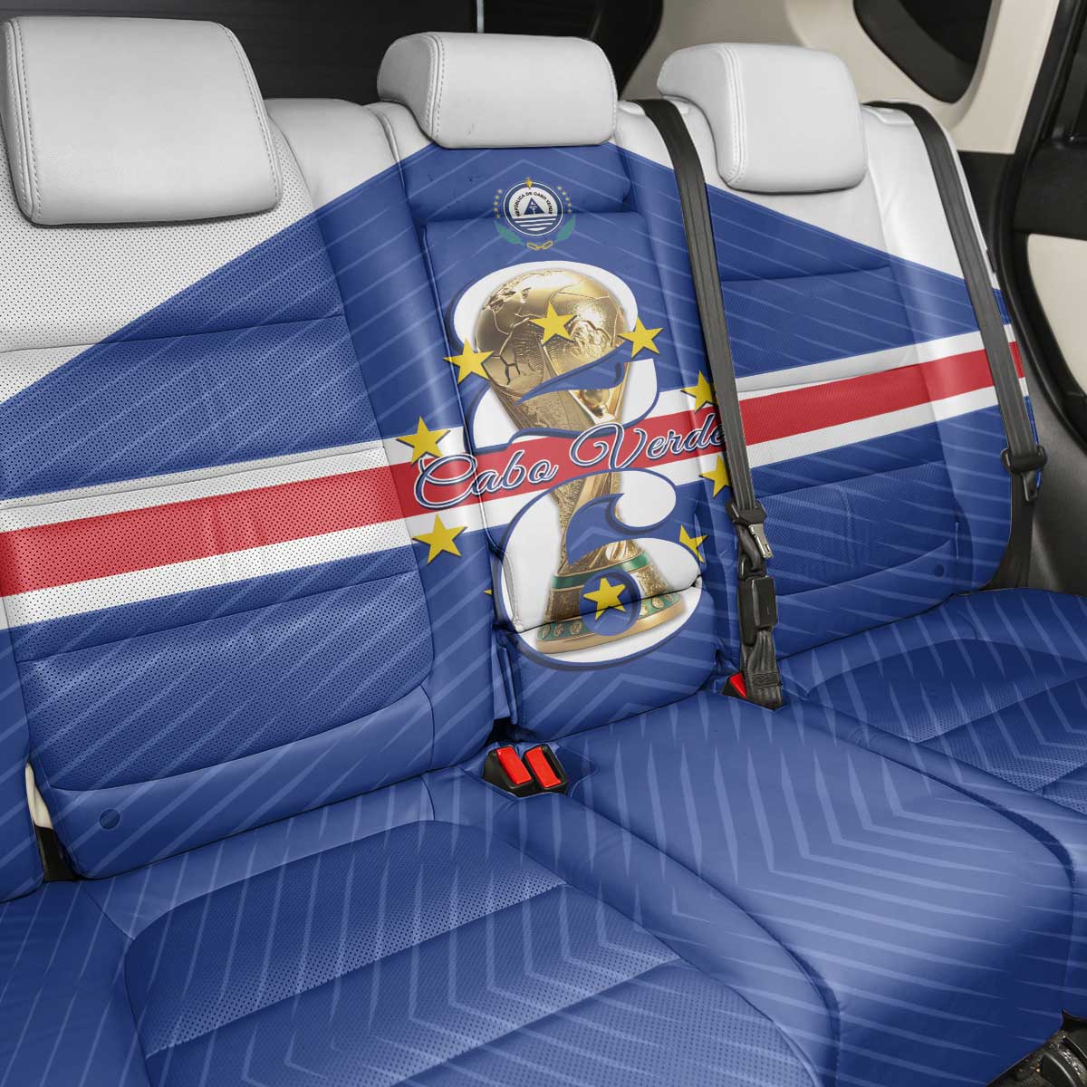 Cape Verde Football Back Car Seat Cover 2026 Tubaroes Azuis First-ever World Cup - Wonder Print Shop