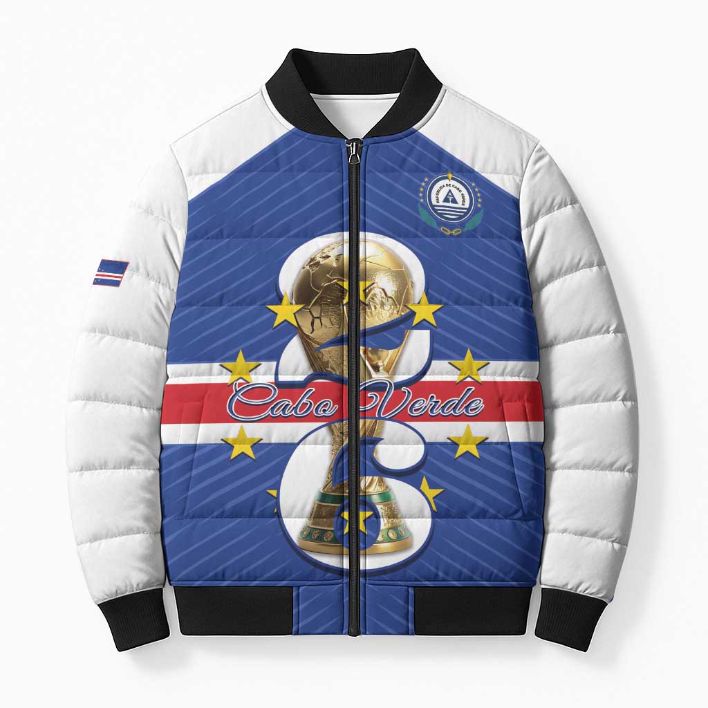 Personalized Cape Verde Football Bomber Puffer Jacket 2026 Tubaroes Azuis First-ever World Cup - Wonder Print Shop