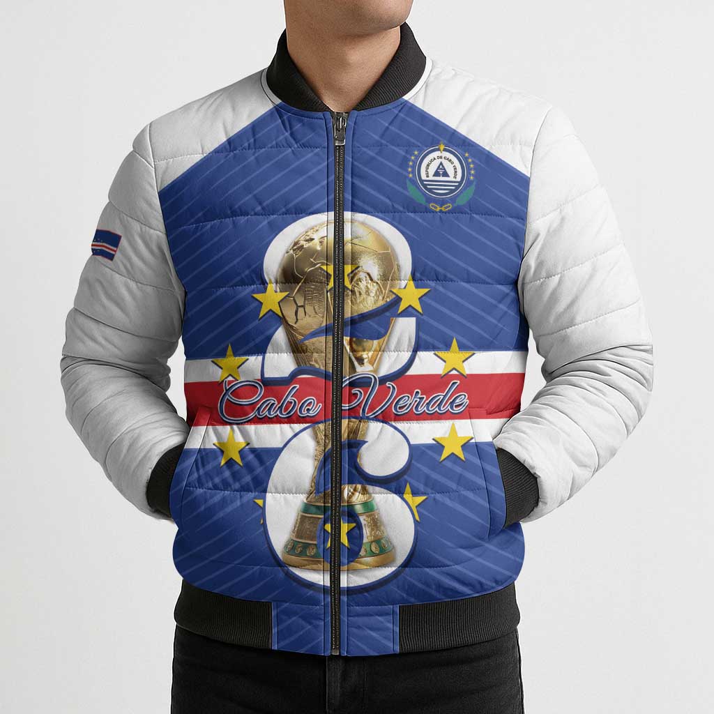 Personalized Cape Verde Football Bomber Puffer Jacket 2026 Tubaroes Azuis First-ever World Cup - Wonder Print Shop