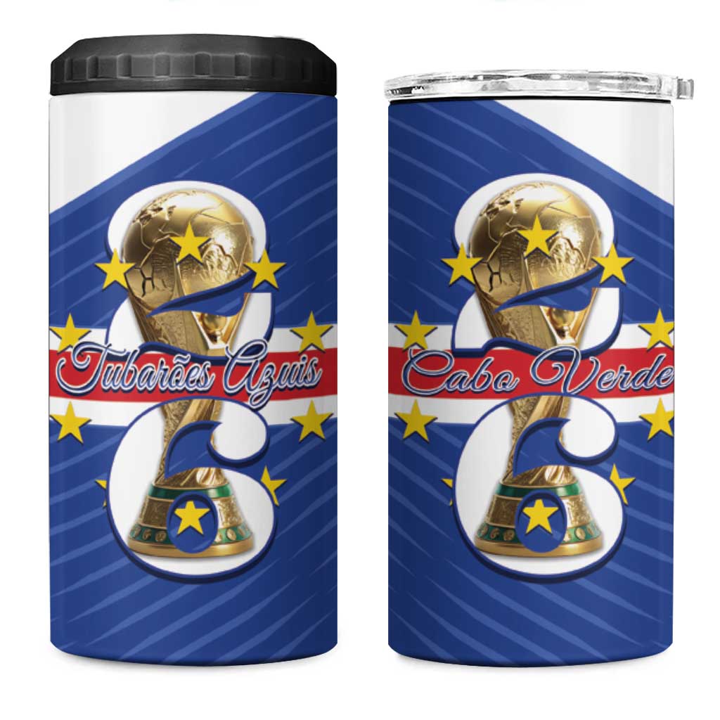 Personalized Cape Verde Football 4 in 1 Can Cooler Tumbler 2026 Tubaroes Azuis First-ever World Cup - Wonder Print Shop