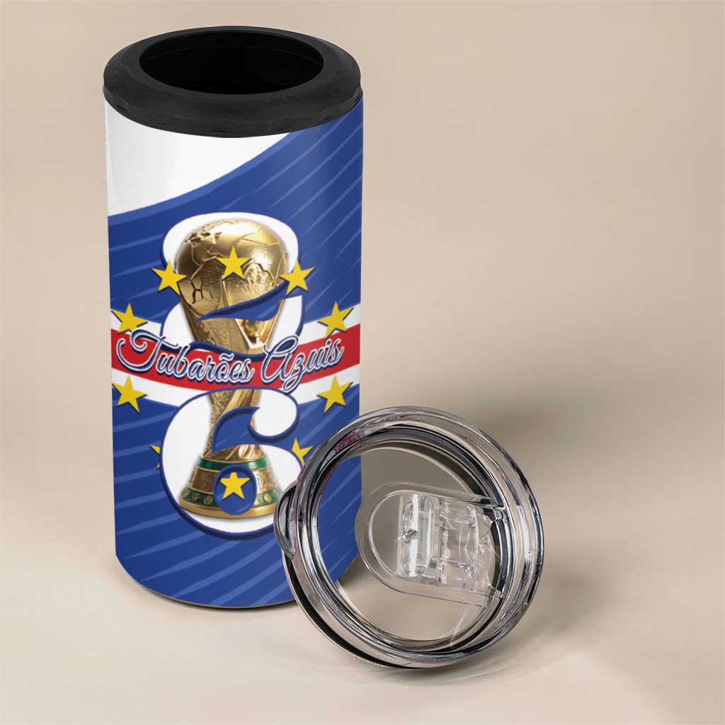 Personalized Cape Verde Football 4 in 1 Can Cooler Tumbler 2026 Tubaroes Azuis First-ever World Cup - Wonder Print Shop