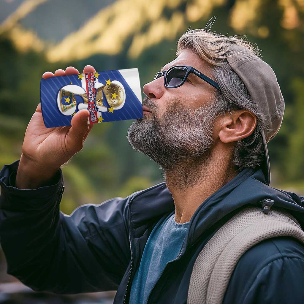 Personalized Cape Verde Football 4 in 1 Can Cooler Tumbler 2026 Tubaroes Azuis First-ever World Cup - Wonder Print Shop