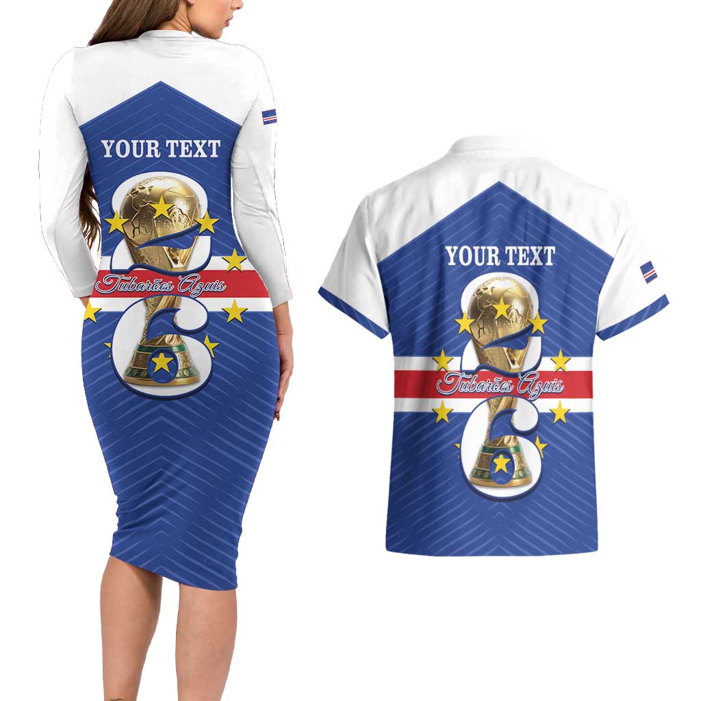 Personalized Cape Verde Football Couples Matching Long Sleeve Bodycon Dress and Hawaiian Shirt 2026 Tubaroes Azuis First-ever World Cup - Wonder Print Shop