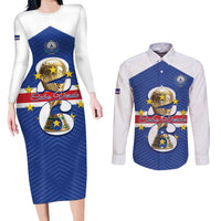Personalized Cape Verde Football Couples Matching Long Sleeve Bodycon Dress and Long Sleeve Button Shirt 2026 Tubaroes Azuis First-ever World Cup - Wonder Print Shop