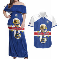 Personalized Cape Verde Football Couples Matching Off Shoulder Maxi Dress and Hawaiian Shirt 2026 Tubaroes Azuis First-ever World Cup - Wonder Print Shop