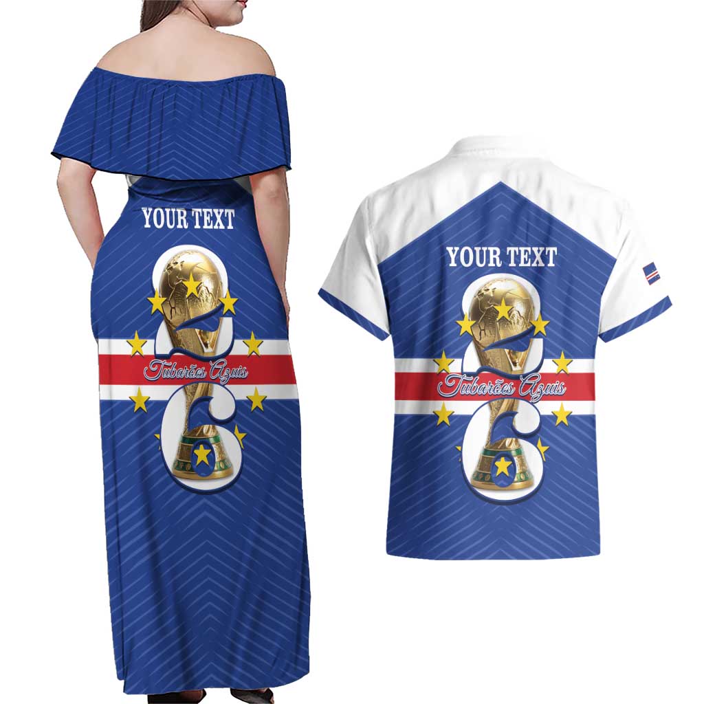 Personalized Cape Verde Football Couples Matching Off Shoulder Maxi Dress and Hawaiian Shirt 2026 Tubaroes Azuis First-ever World Cup - Wonder Print Shop