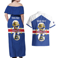Personalized Cape Verde Football Couples Matching Off Shoulder Maxi Dress and Hawaiian Shirt 2026 Tubaroes Azuis First-ever World Cup - Wonder Print Shop
