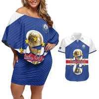 Personalized Cape Verde Football Couples Matching Off Shoulder Short Dress and Hawaiian Shirt 2026 Tubaroes Azuis First-ever World Cup - Wonder Print Shop