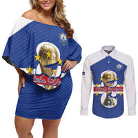 Personalized Cape Verde Football Couples Matching Off Shoulder Short Dress and Long Sleeve Button Shirt 2026 Tubaroes Azuis First-ever World Cup - Wonder Print Shop