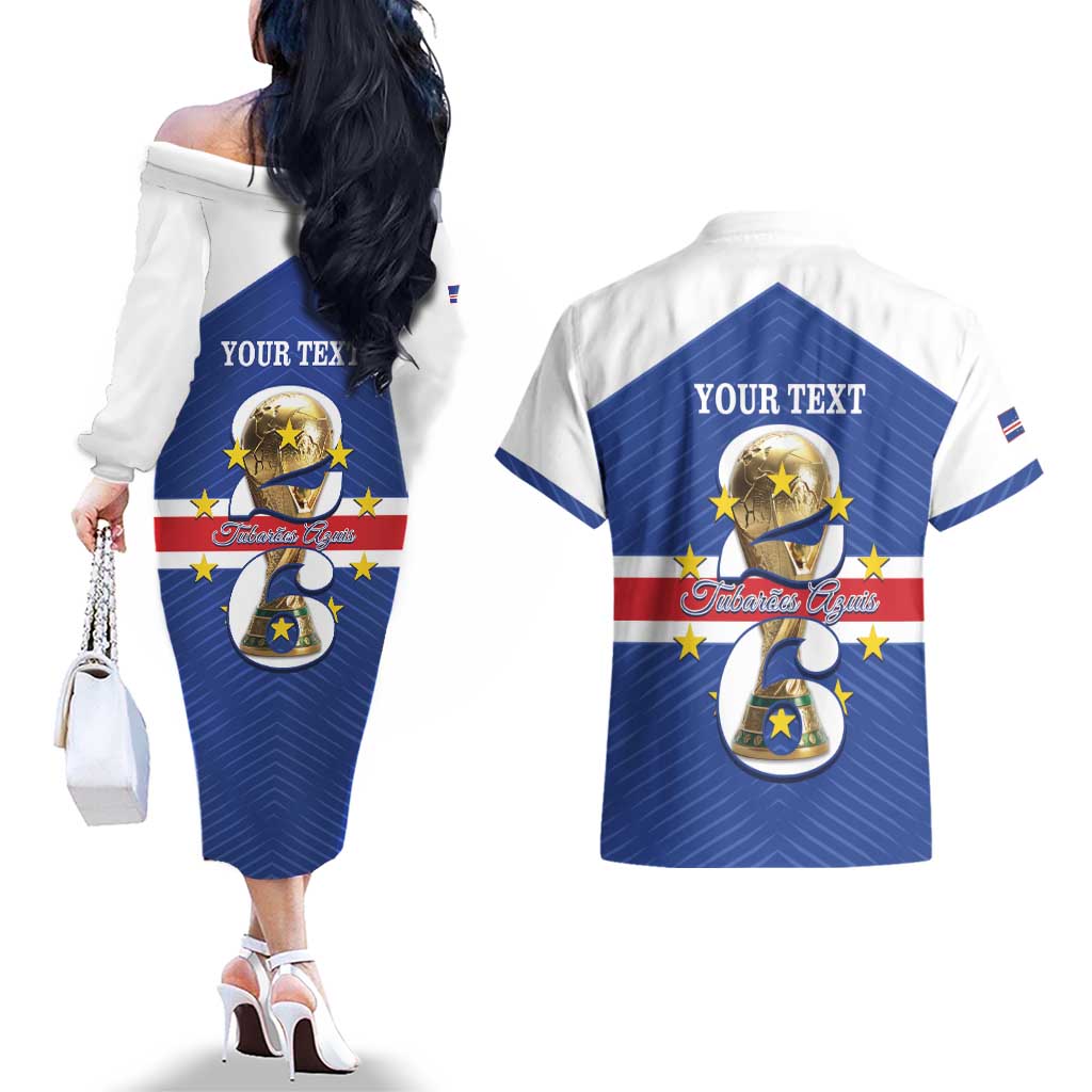 Personalized Cape Verde Football Couples Matching Off The Shoulder Long Sleeve Dress and Hawaiian Shirt 2026 Tubaroes Azuis First-ever World Cup - Wonder Print Shop