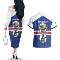 Personalized Cape Verde Football Couples Matching Off The Shoulder Long Sleeve Dress and Hawaiian Shirt 2026 Tubaroes Azuis First-ever World Cup - Wonder Print Shop
