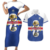 Personalized Cape Verde Football Couples Matching Short Sleeve Bodycon Dress and Hawaiian Shirt 2026 Tubaroes Azuis First-ever World Cup - Wonder Print Shop