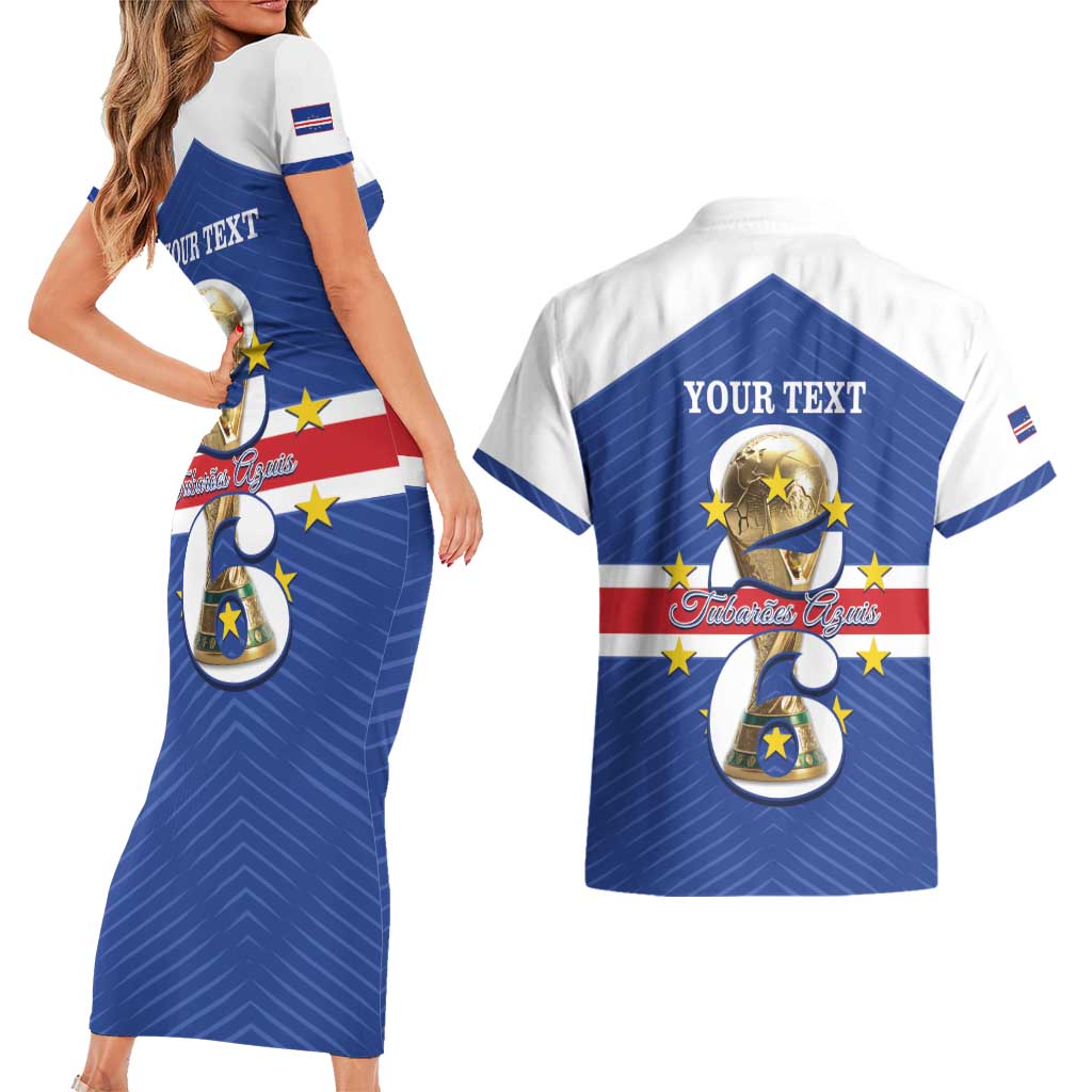 Personalized Cape Verde Football Couples Matching Short Sleeve Bodycon Dress and Hawaiian Shirt 2026 Tubaroes Azuis First-ever World Cup - Wonder Print Shop