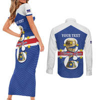 Personalized Cape Verde Football Couples Matching Short Sleeve Bodycon Dress and Long Sleeve Button Shirt 2026 Tubaroes Azuis First-ever World Cup - Wonder Print Shop