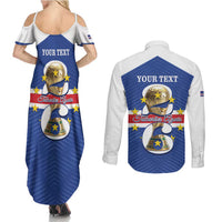 Personalized Cape Verde Football Couples Matching Summer Maxi Dress and Long Sleeve Button Shirt 2026 Tubaroes Azuis First-ever World Cup - Wonder Print Shop