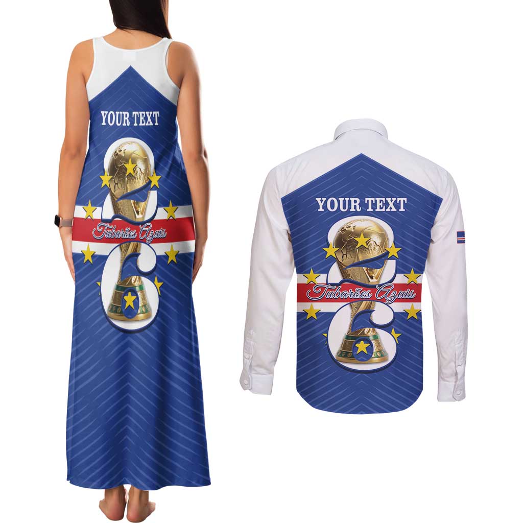 Personalized Cape Verde Football Couples Matching Tank Maxi Dress and Long Sleeve Button Shirt 2026 Tubaroes Azuis First-ever World Cup - Wonder Print Shop