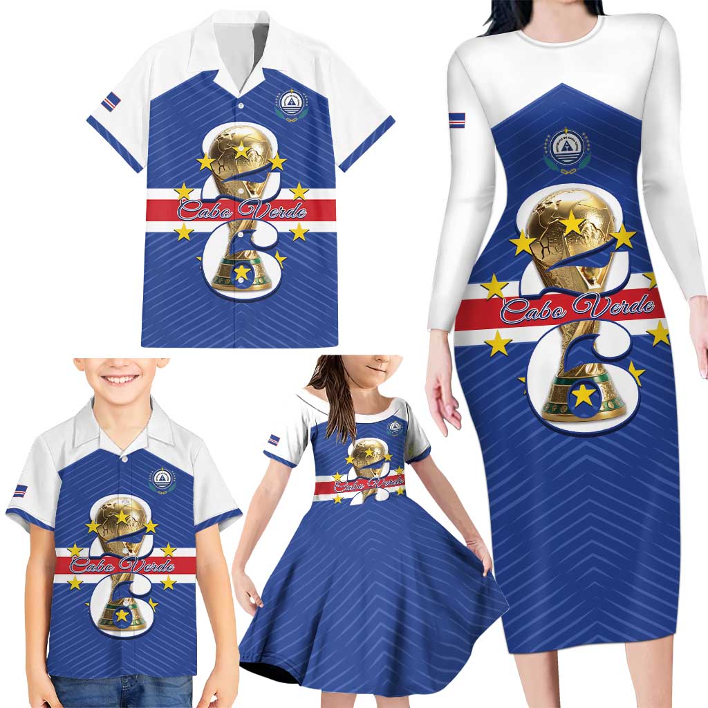 Personalized Cape Verde Football Family Matching Long Sleeve Bodycon Dress and Hawaiian Shirt 2026 Tubaroes Azuis First-ever World Cup - Wonder Print Shop