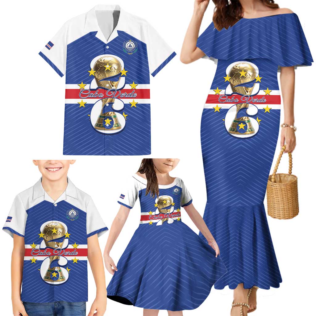 Personalized Cape Verde Football Family Matching Mermaid Dress and Hawaiian Shirt 2026 Tubaroes Azuis First-ever World Cup - Wonder Print Shop