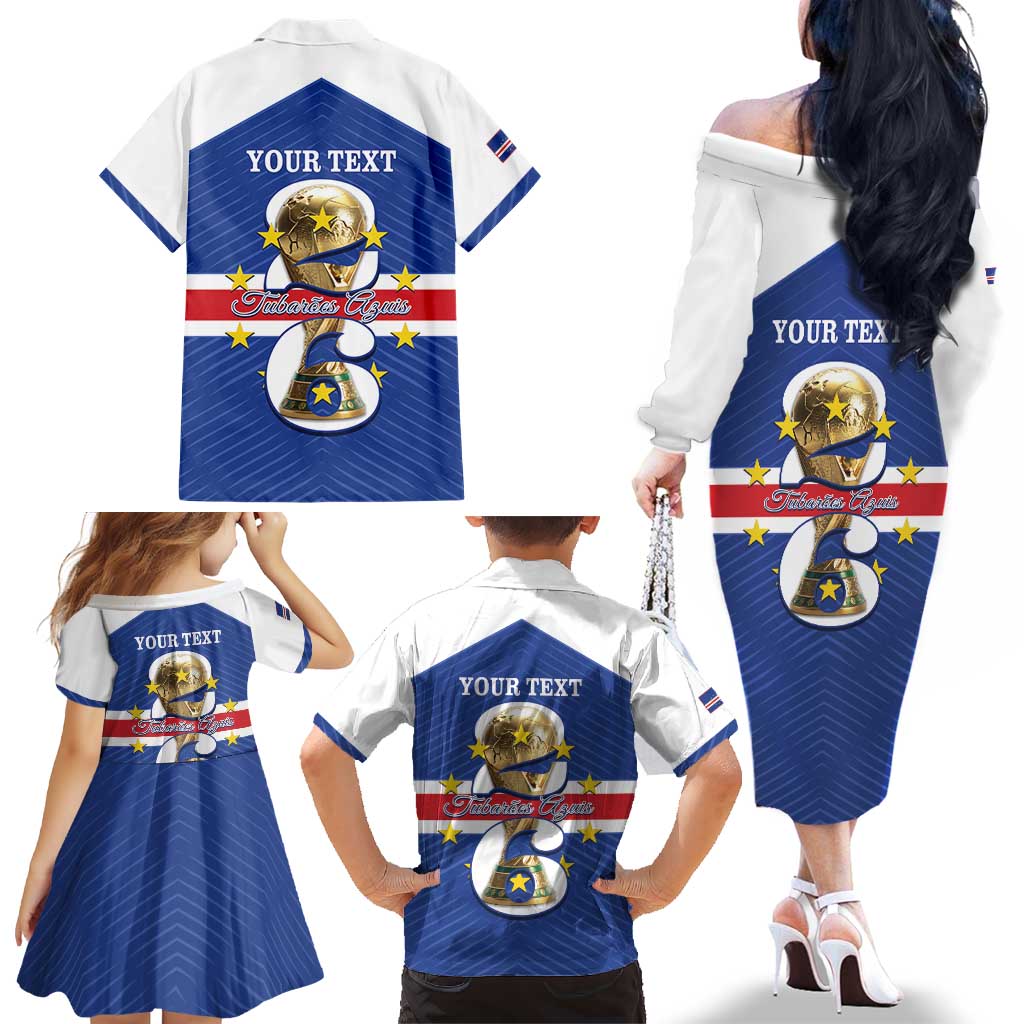 Personalized Cape Verde Football Family Matching Off The Shoulder Long Sleeve Dress and Hawaiian Shirt 2026 Tubaroes Azuis First-ever World Cup - Wonder Print Shop