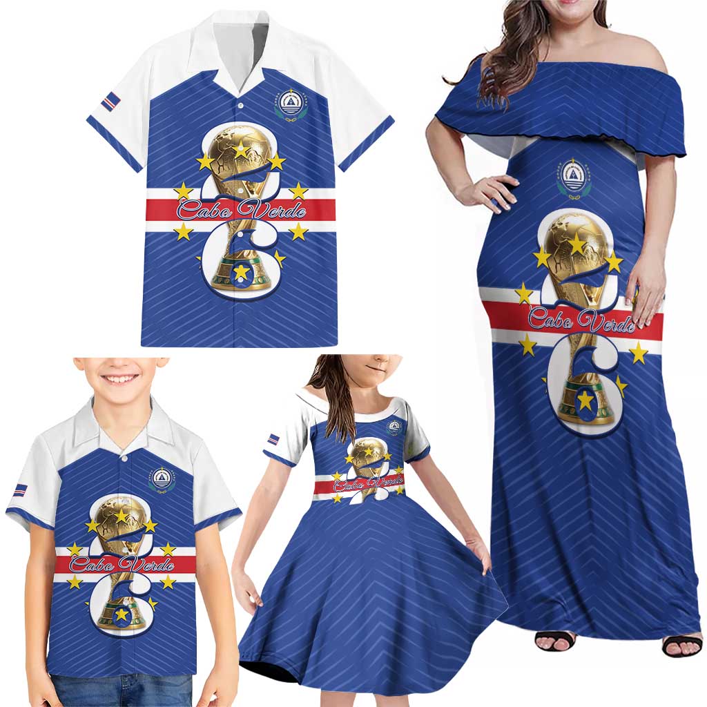 Personalized Cape Verde Football Family Matching Off Shoulder Maxi Dress and Hawaiian Shirt 2026 Tubaroes Azuis First-ever World Cup - Wonder Print Shop