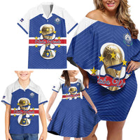 Personalized Cape Verde Football Family Matching Off Shoulder Short Dress and Hawaiian Shirt 2026 Tubaroes Azuis First-ever World Cup - Wonder Print Shop