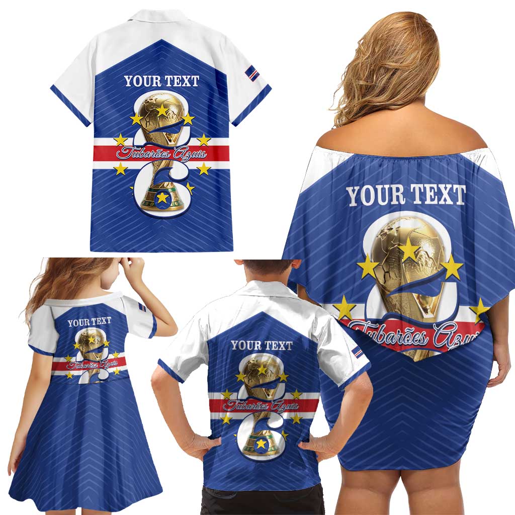 Personalized Cape Verde Football Family Matching Off Shoulder Short Dress and Hawaiian Shirt 2026 Tubaroes Azuis First-ever World Cup - Wonder Print Shop