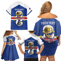 Personalized Cape Verde Football Family Matching Off Shoulder Short Dress and Hawaiian Shirt 2026 Tubaroes Azuis First-ever World Cup - Wonder Print Shop