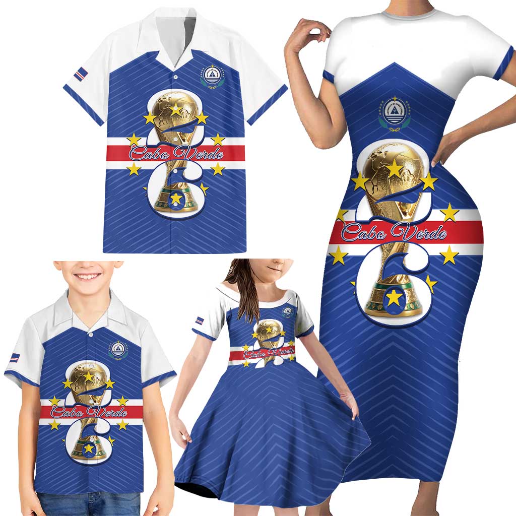 Personalized Cape Verde Football Family Matching Short Sleeve Bodycon Dress and Hawaiian Shirt 2026 Tubaroes Azuis First-ever World Cup - Wonder Print Shop