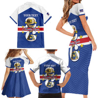 Personalized Cape Verde Football Family Matching Short Sleeve Bodycon Dress and Hawaiian Shirt 2026 Tubaroes Azuis First-ever World Cup - Wonder Print Shop