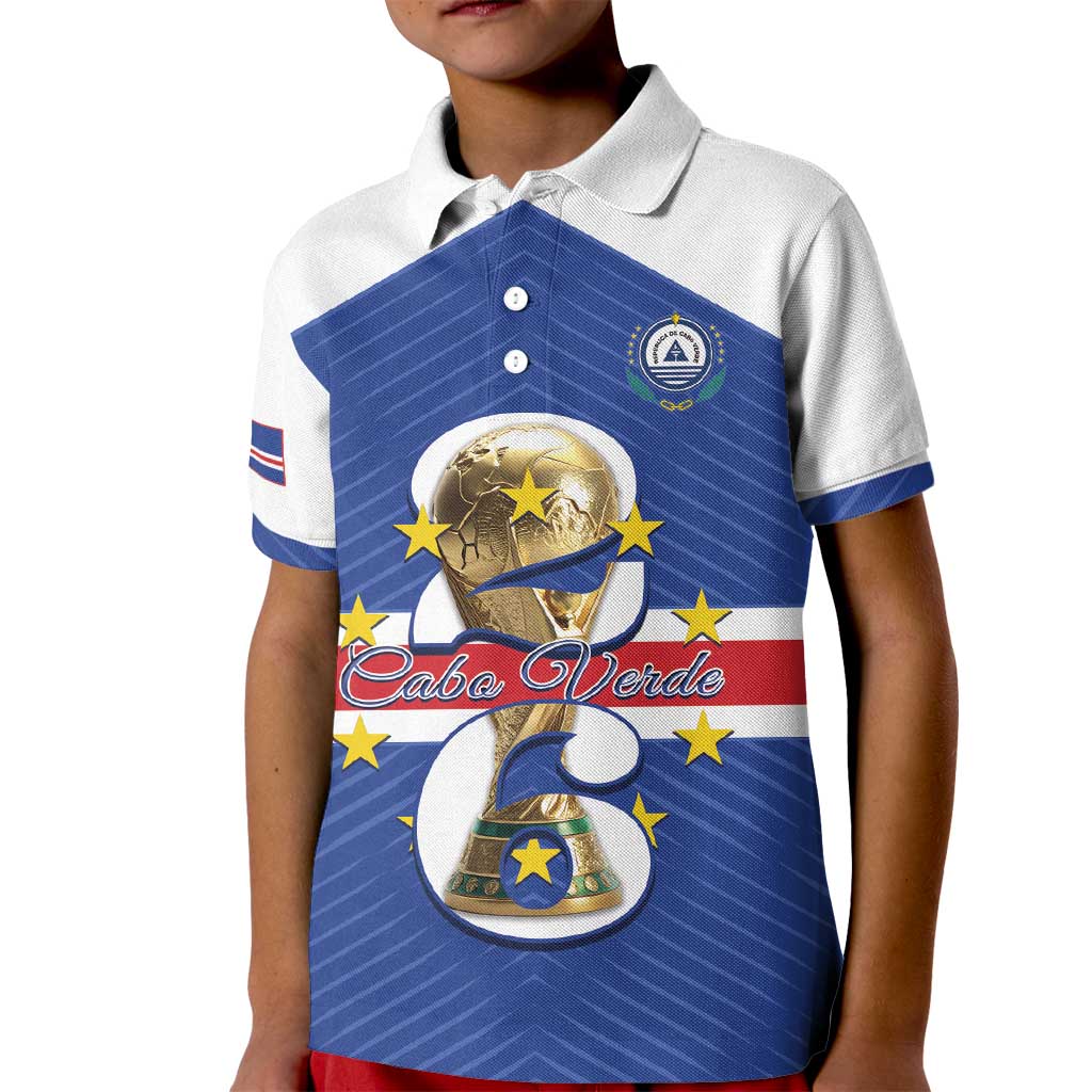 Personalized Cape Verde Football Kid Polo Shirt 2026 Tubaroes Azuis First-ever World Cup - Wonder Print Shop