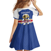 Personalized Cape Verde Football Kid Short Sleeve Dress 2026 Tubaroes Azuis First-ever World Cup - Wonder Print Shop