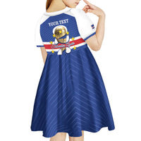 Personalized Cape Verde Football Kid Short Sleeve Dress 2026 Tubaroes Azuis First-ever World Cup - Wonder Print Shop